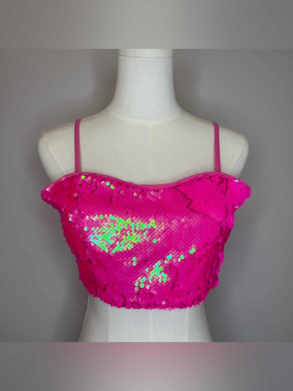 Fashion Nova Hot Pink Sequin Crop Top